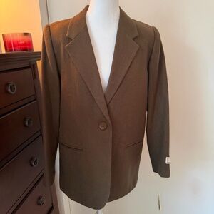 Classic Dark Green Women's Wool Blazer Jacket